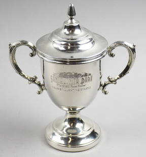 Tiffany & Co Santa Anita Park Trophy Pewter Cup: This is a cool pewter trophy cup for the Fran's Valentines Stakes at Santa Anita Park. In 2016, Bert's Melody, owned by John Barr, won the Fran's Valentine Stakes where she was ridden by jockey Brice