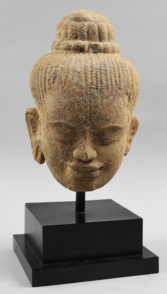 11th-13th Century Sandstone Buddha Bust, Baphuon , COA (1 of 10)
