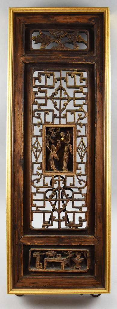 Antique Chinese Carved Wood Window Panel, Cert of Antiquity (1 of 13)