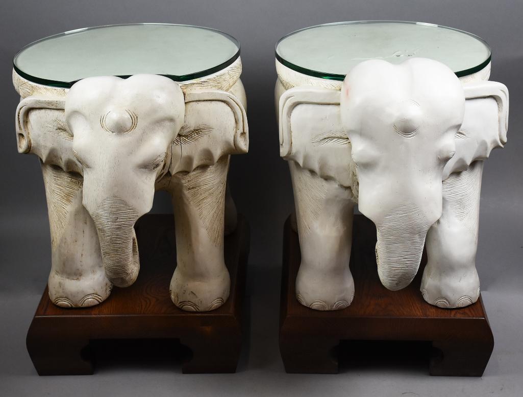 Vintage Chinese Wood Elephant Garden Tables/Glass Tops (1 of 18)