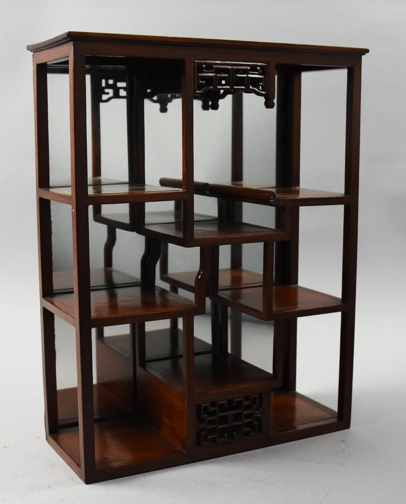 Vintage Chinese Mahogany Hanging Curio Shelf (1 of 11)