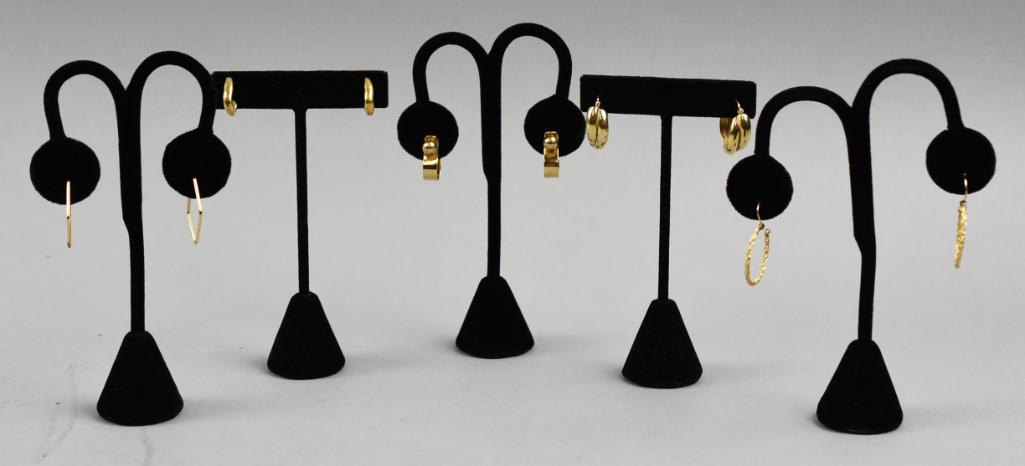 (5) 14K Yellow Gold Earring Pairs, 11.4 Grams (1 of 11)