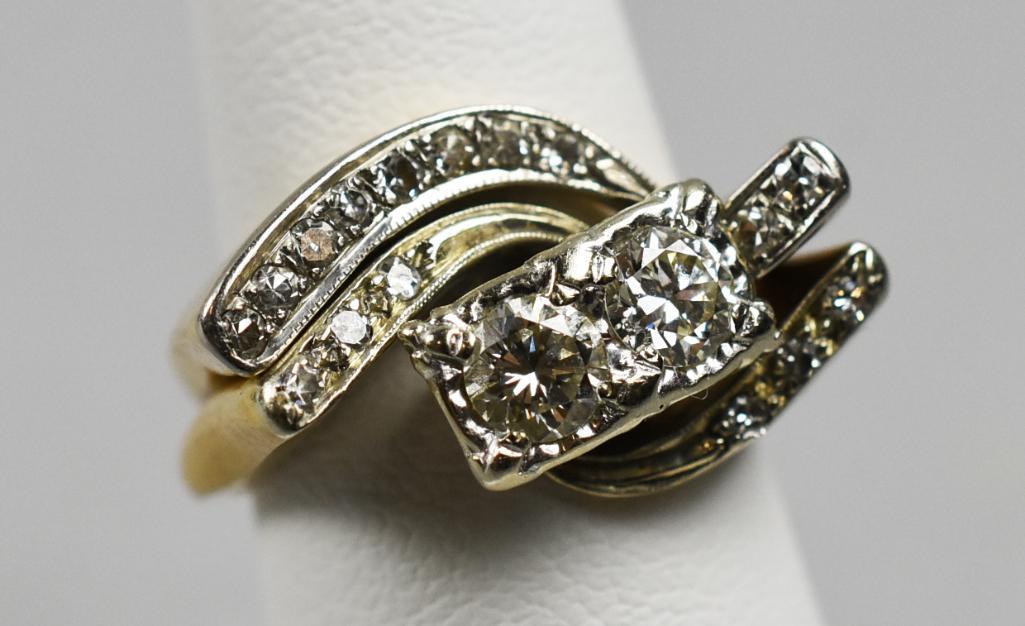 Vintage 14K Yellow Gold & Diamond Wedding Set 1950 MCM (1 of 12)