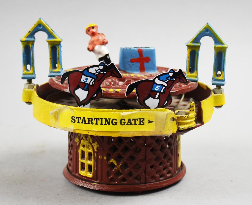 Vintage Mechanical Race Horse Cast Iron Bank (1 of 6)