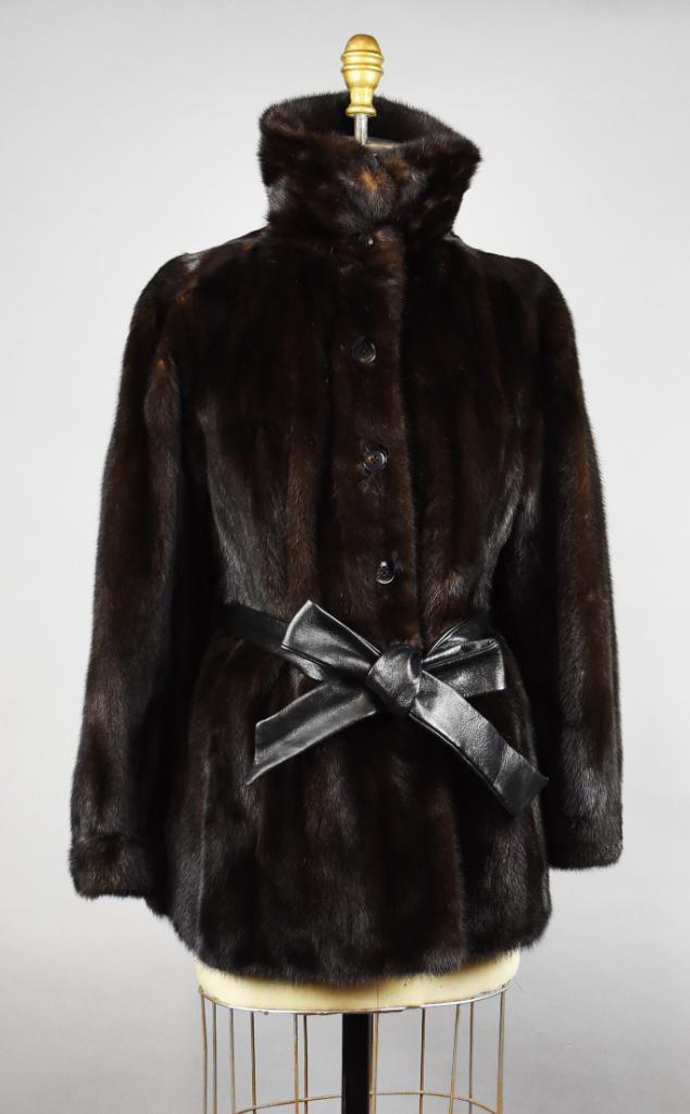 Vintage I. Magnin Ladies Mink and Leather Coat (1 of 9)