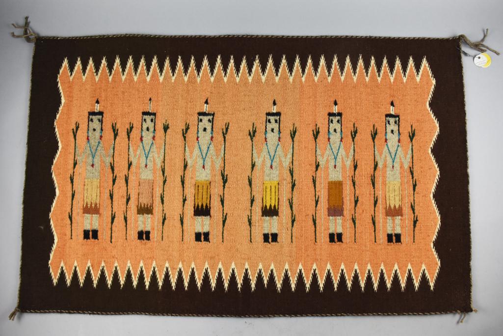 Linda Benally Navajo Hand Woven Rug, Yei Fred Harvey (1 of 6)