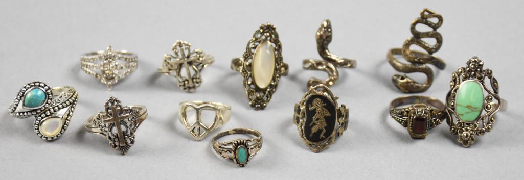 (12) Vintage to Contemporary Sterling and Stone Rings (1 of 7)