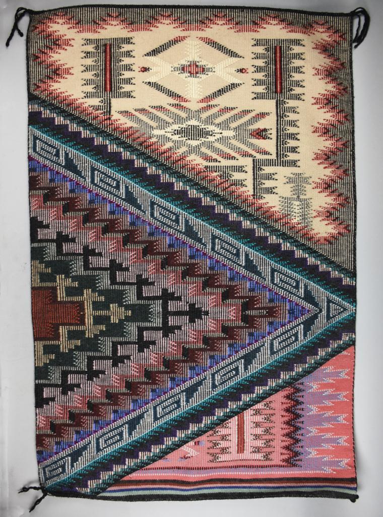 Vintage Hand Woven Navajo Rug, Raised Outline (1 of 3)