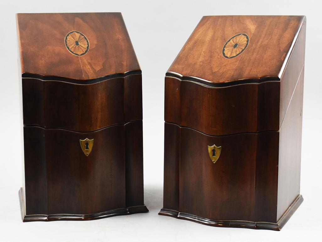 Federal Style Mahogany Slant Front Cutlery/Kinfe Boxes (1 of 13)