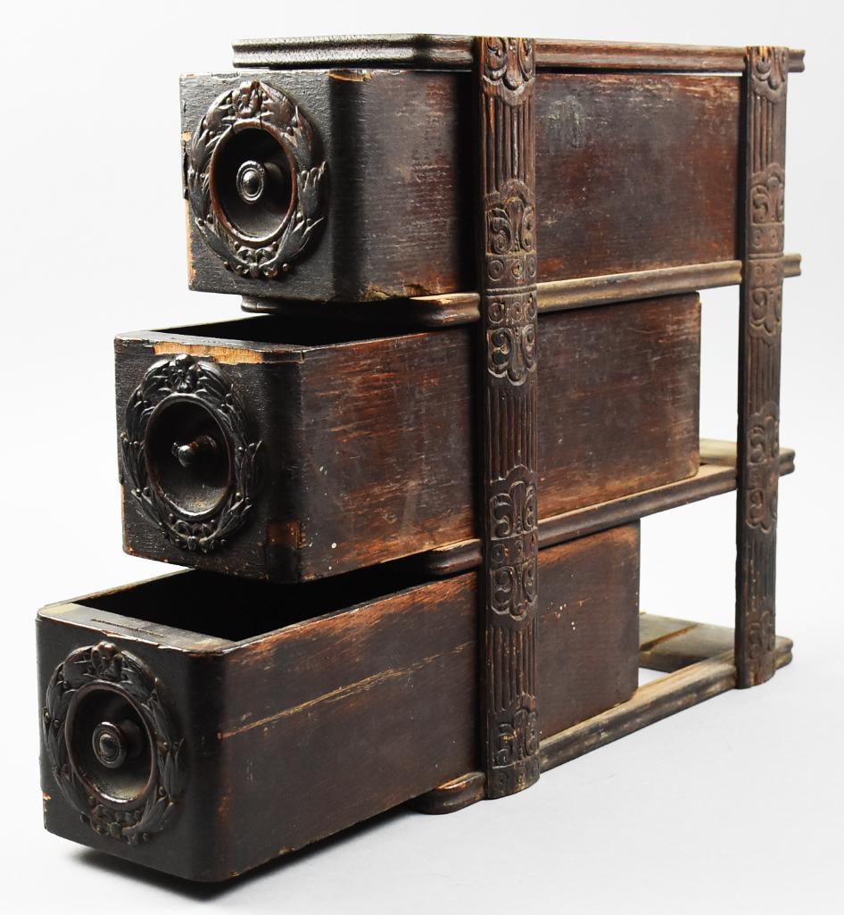 Antique Carved Sewing Machine Drawers (1 of 11)