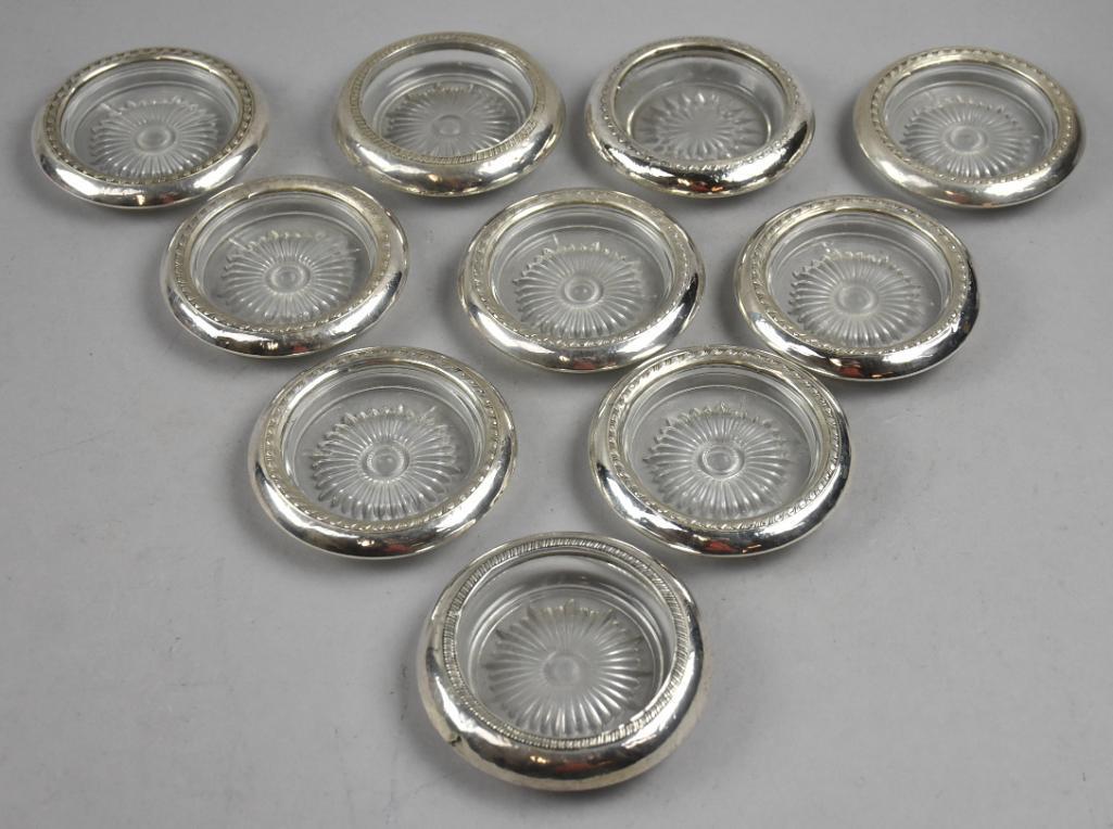(10) Vintage Sterling and Crystal Coasters (1 of 7)