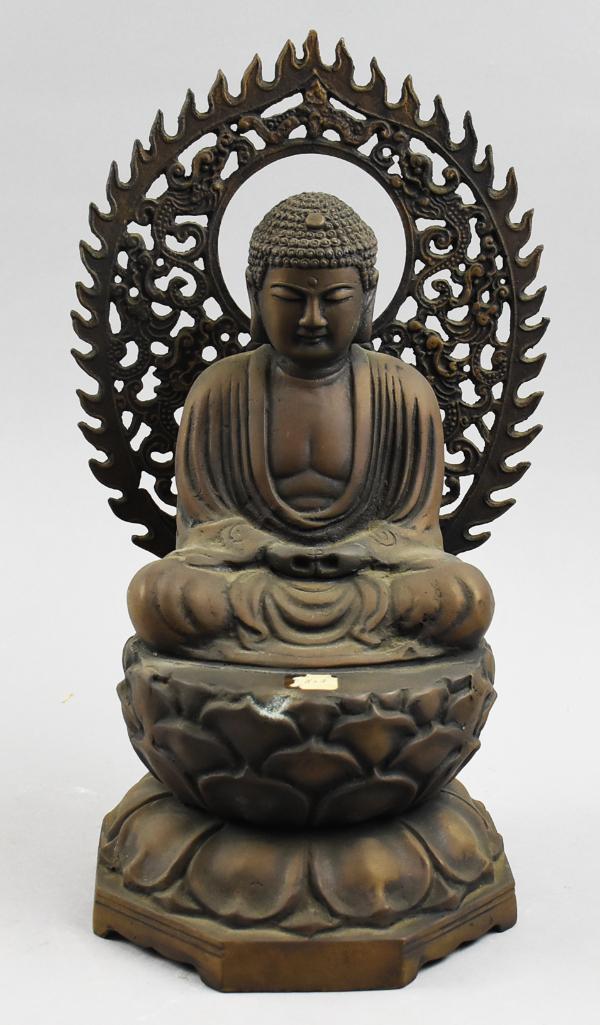 Antique Signed Bronzed Finished Brass Shakyamuni (1 of 7)