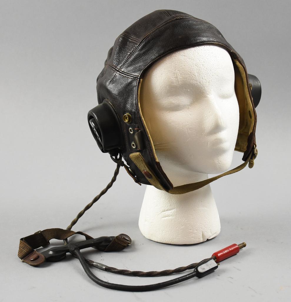 WWII US Air Force Flight Helmet w/ Rola Co Receivers (1 of 10)
