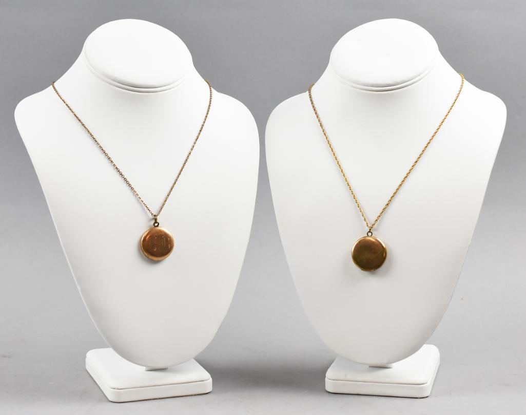 Pair Victorian Gold Filled Locket Necklaces (1 of 11)