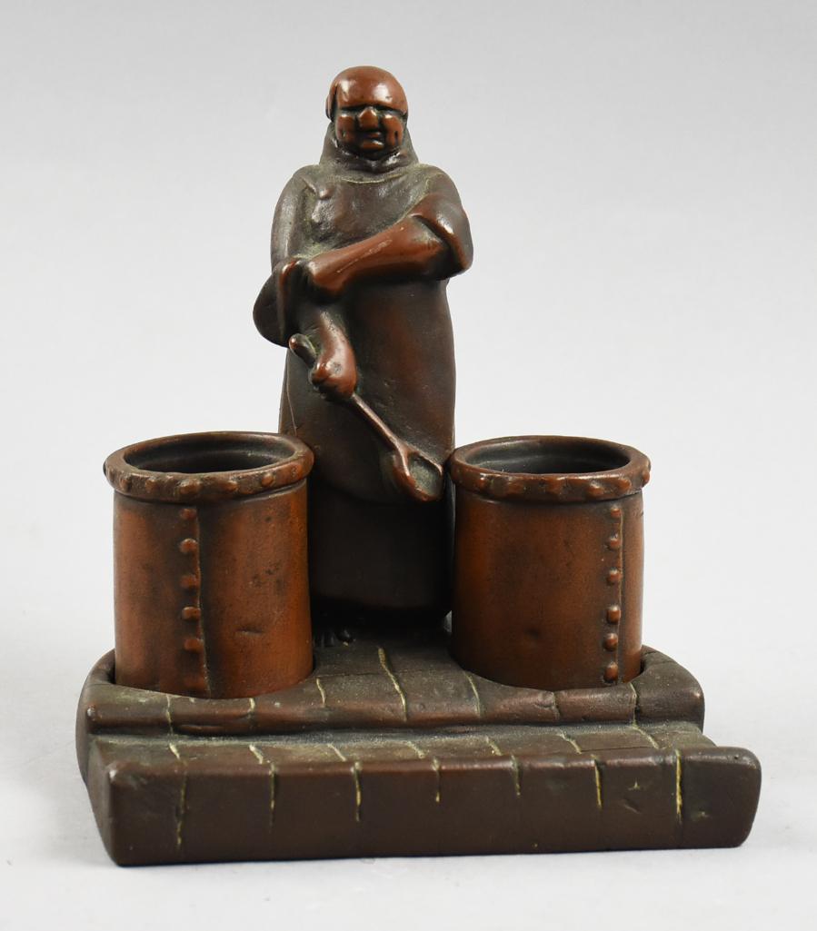 c1900 Copper Monk Chef Inkwell Victorian (1 of 5)