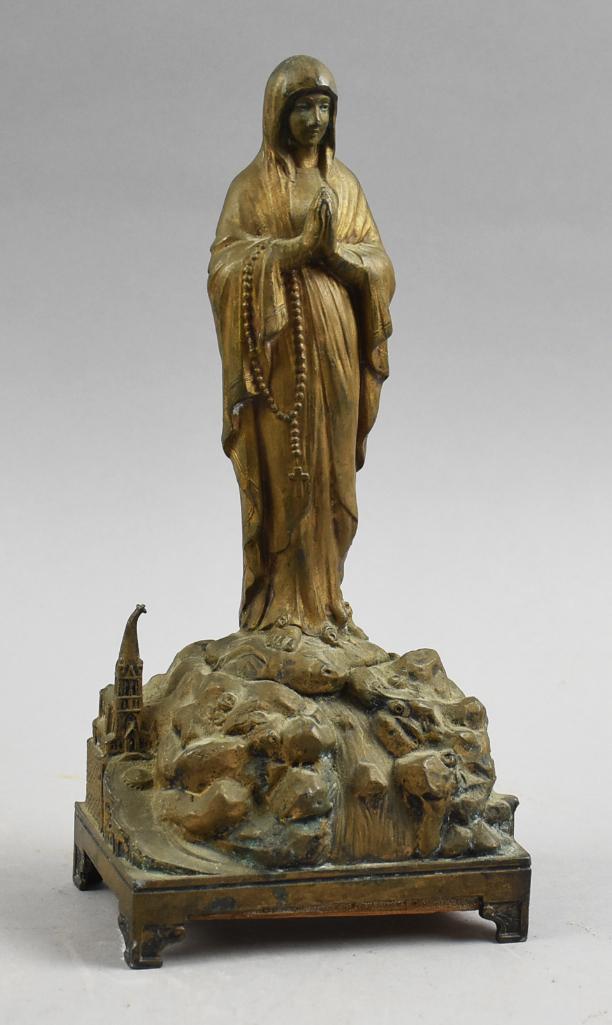 Vintage French Spelter Our Lady of Lourdes Music Box (1 of 7)
