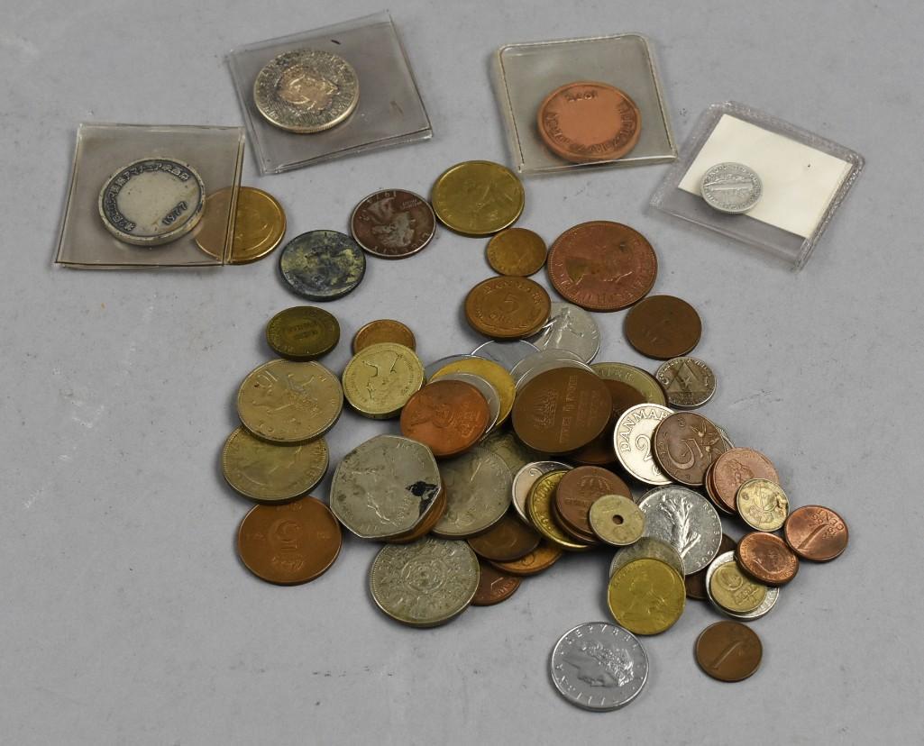 (65+) Misc Assortment Unsorted American & Foreign Coins (1 of 12)