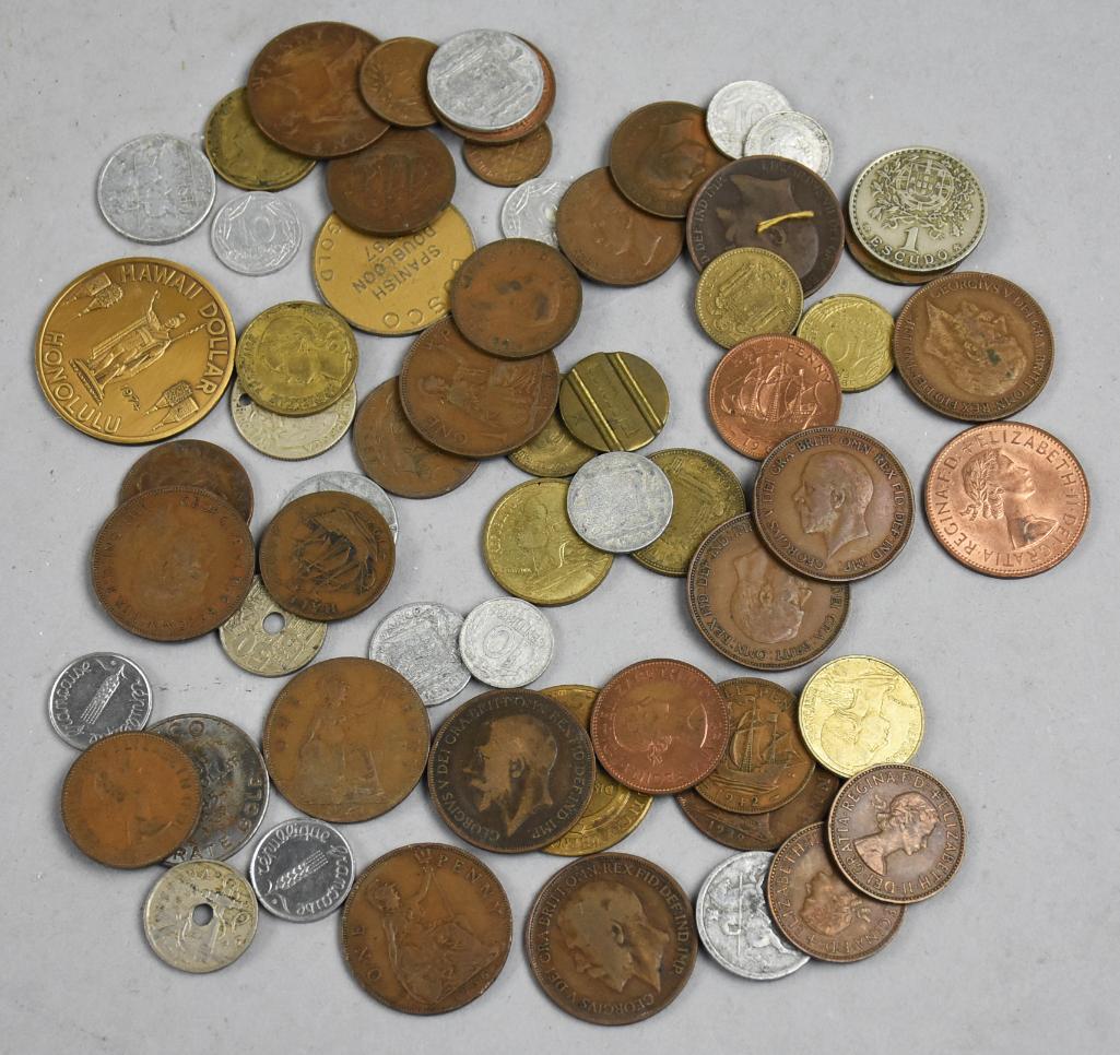 (61) 1930s-1970s Misc. Foreign Coin Lot, Unsorted (1 of 4)