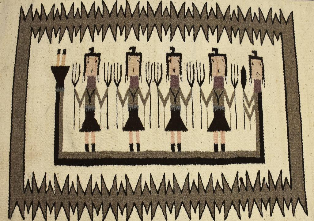 Vintage Navajo Hand Spun, Hand Woven Yei Textile (1 of 5)