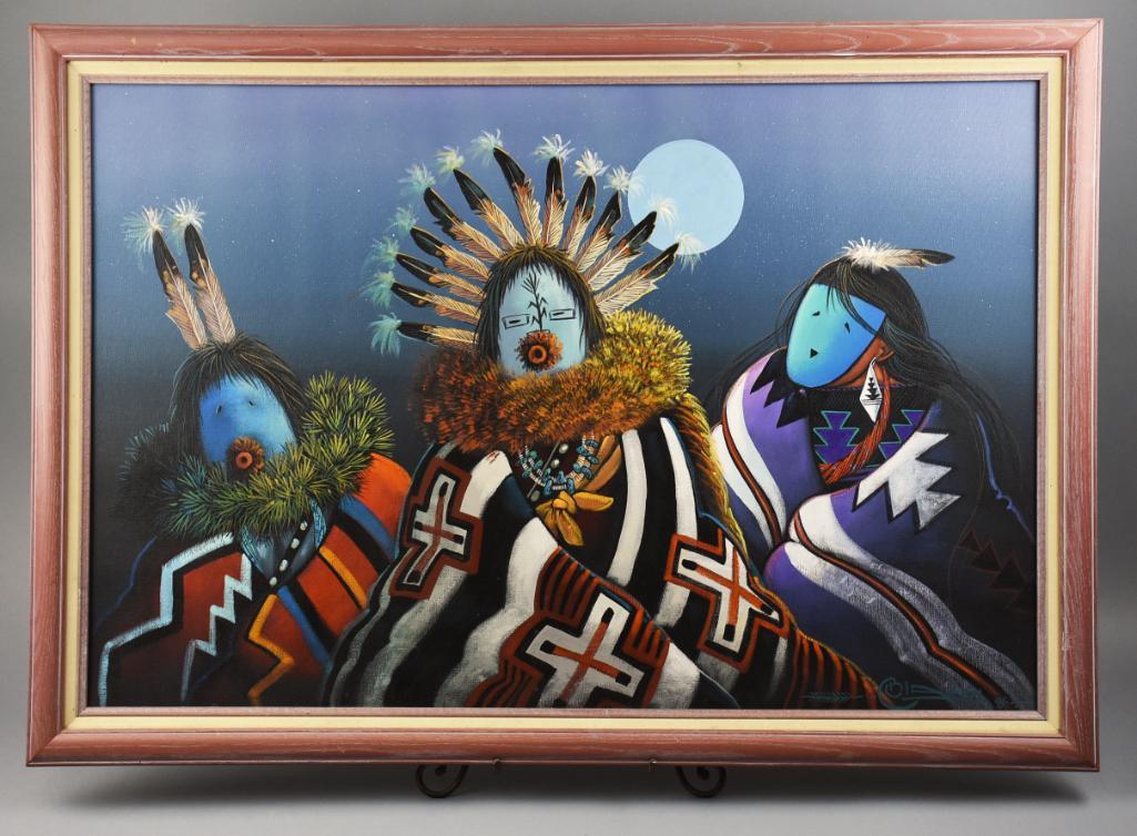 Beautiful JC Black (20th C-Navajo) Original Oil on Canvas (1 of 6)