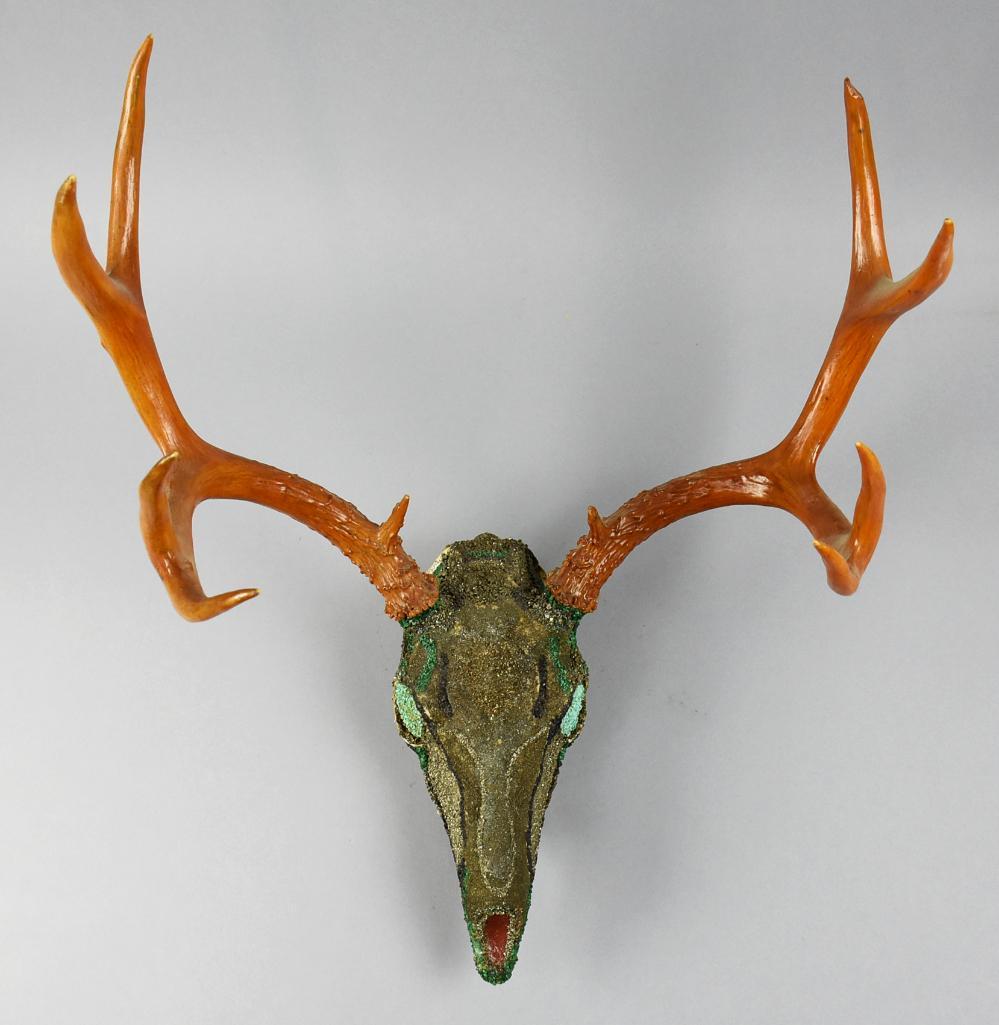 Vintage Navajo Turquoise Encrusted Mule Deer Skull (1 of 10)