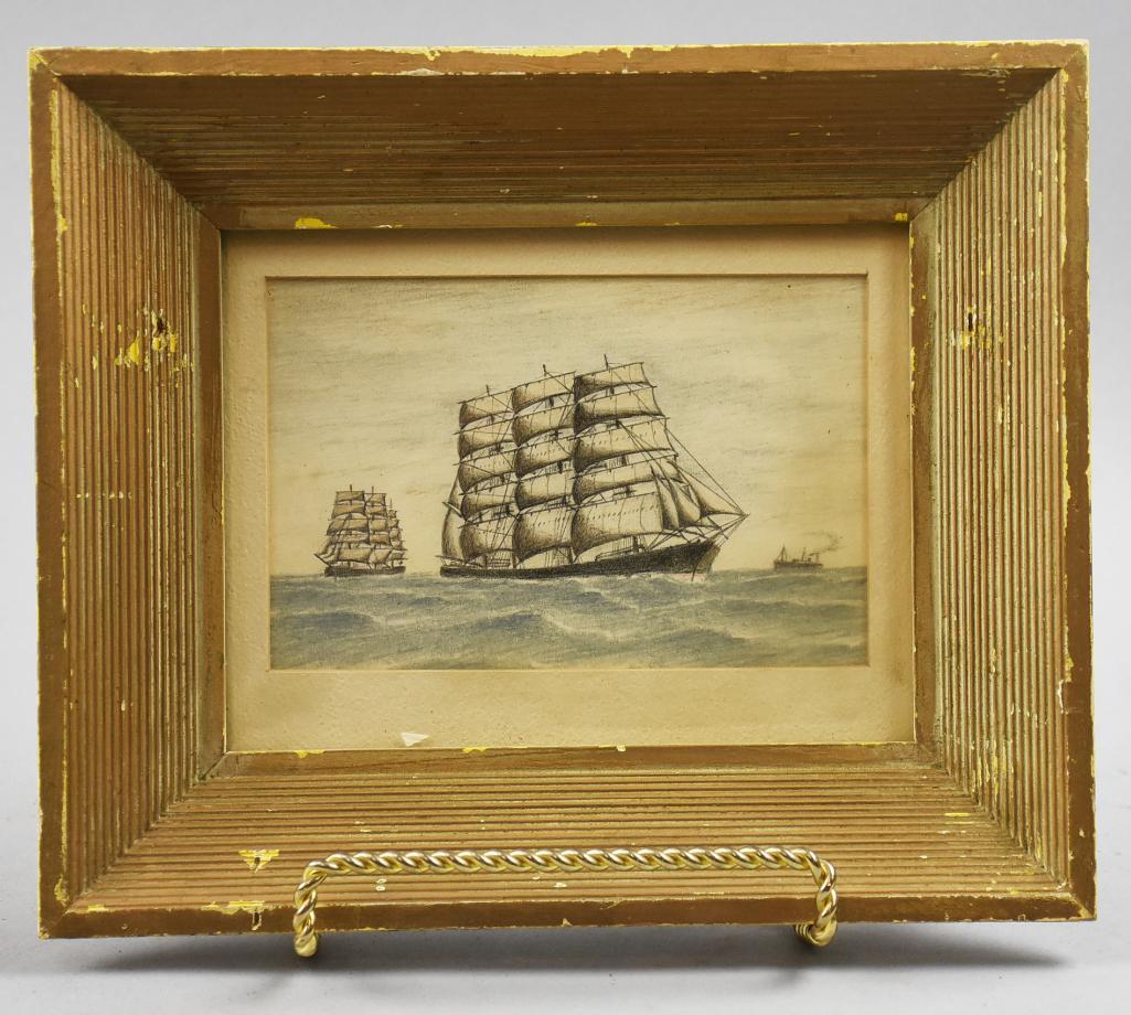 Antique Clipper Ships Drawing (1 of 4)