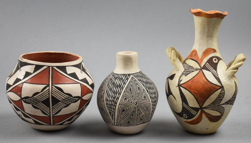 Vintage Acoma Polychrome Pottery Pots, Signed (1 of 6)