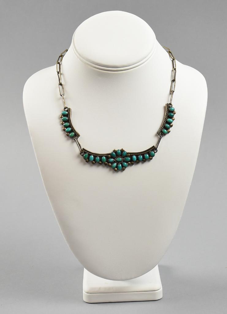 Vintage PJB Zuni Petit Point Sterling & Turquoise Necklace (1 of 5)