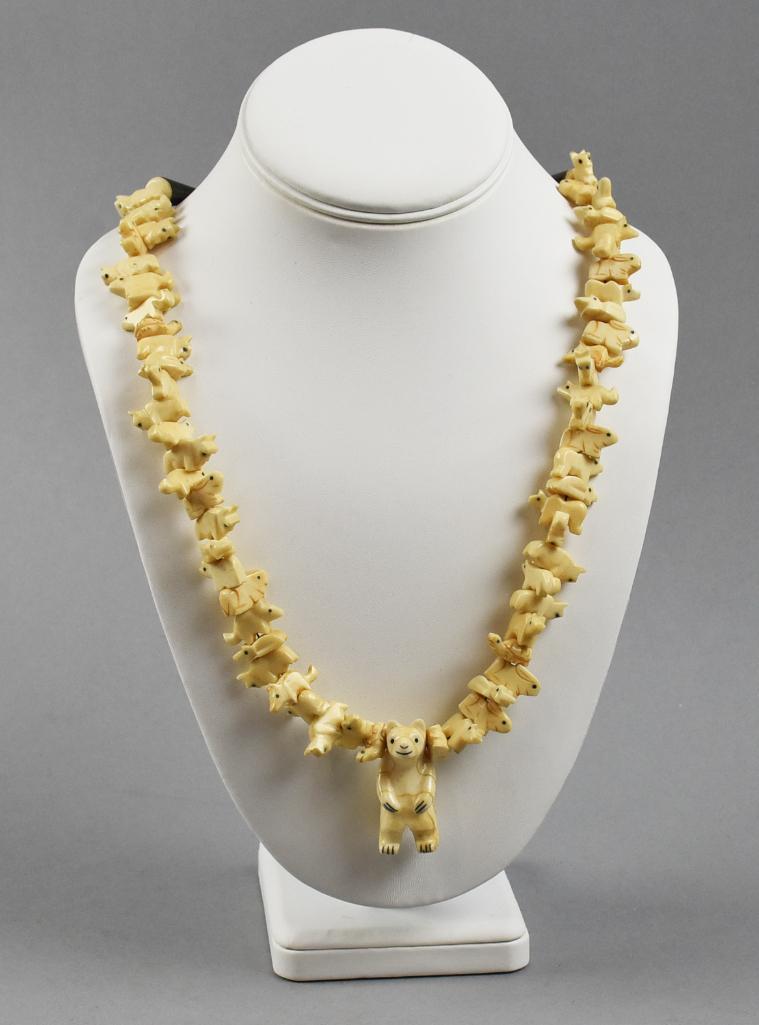 Vintage Native American Animal Fetish Stone Necklace (1 of 6)