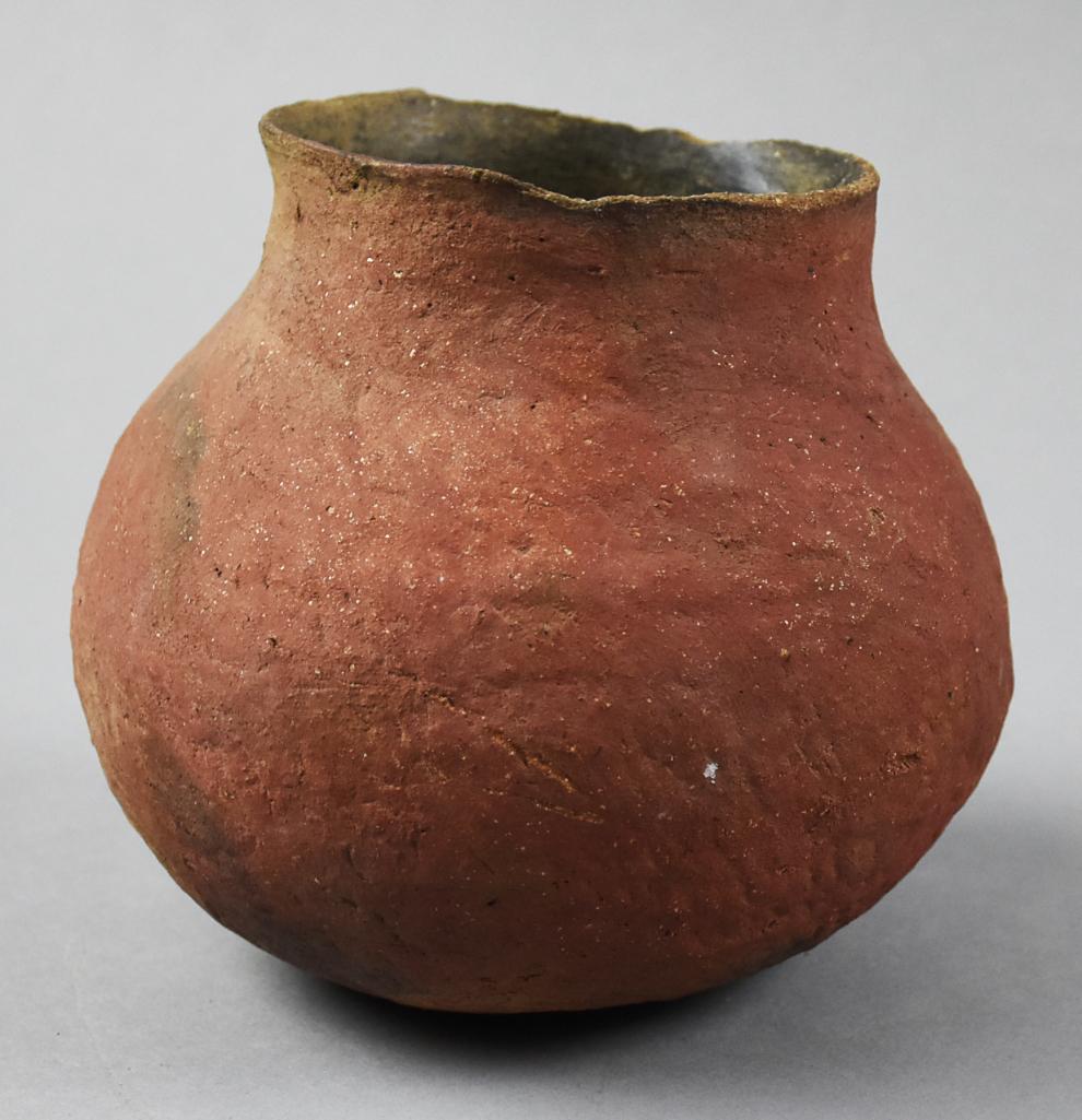 1250-1300 AD Mogollon Roosevelt Plainware Jug: Fantastic piece of pottery of Native American origin. This piece is from the Mogollon (Central Arizona and New Mexico) culture from 1250-1300 AD. It is a Roosevelt Plainware jug that appears to be co