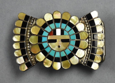 Important Vintage Native American Zuni Filbert Gasper Turquoise Sterling Silver Buckle Old Important Vintage Native American Zuni Filbert Gasper Turquoise Sterling Silver Buckle Old