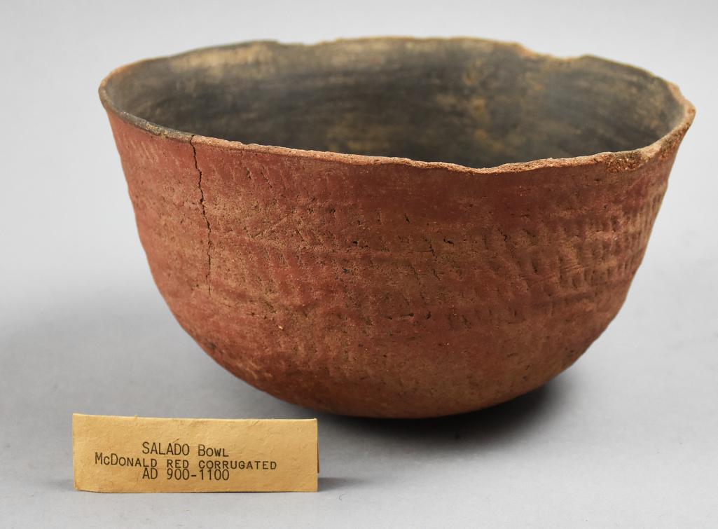 900-1100 AD Salado McDonald Red Corrugated Bowl (1 of 11)