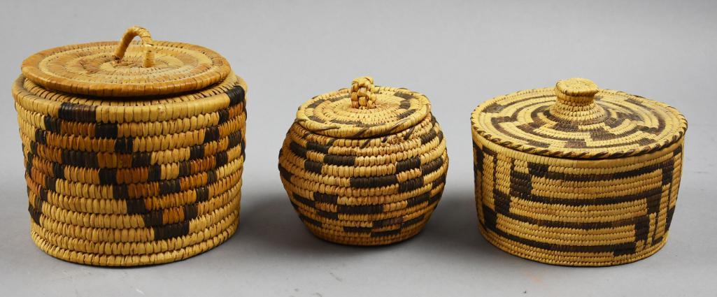 c1940 Papago Native American Lidded Baskets (1 of 7)