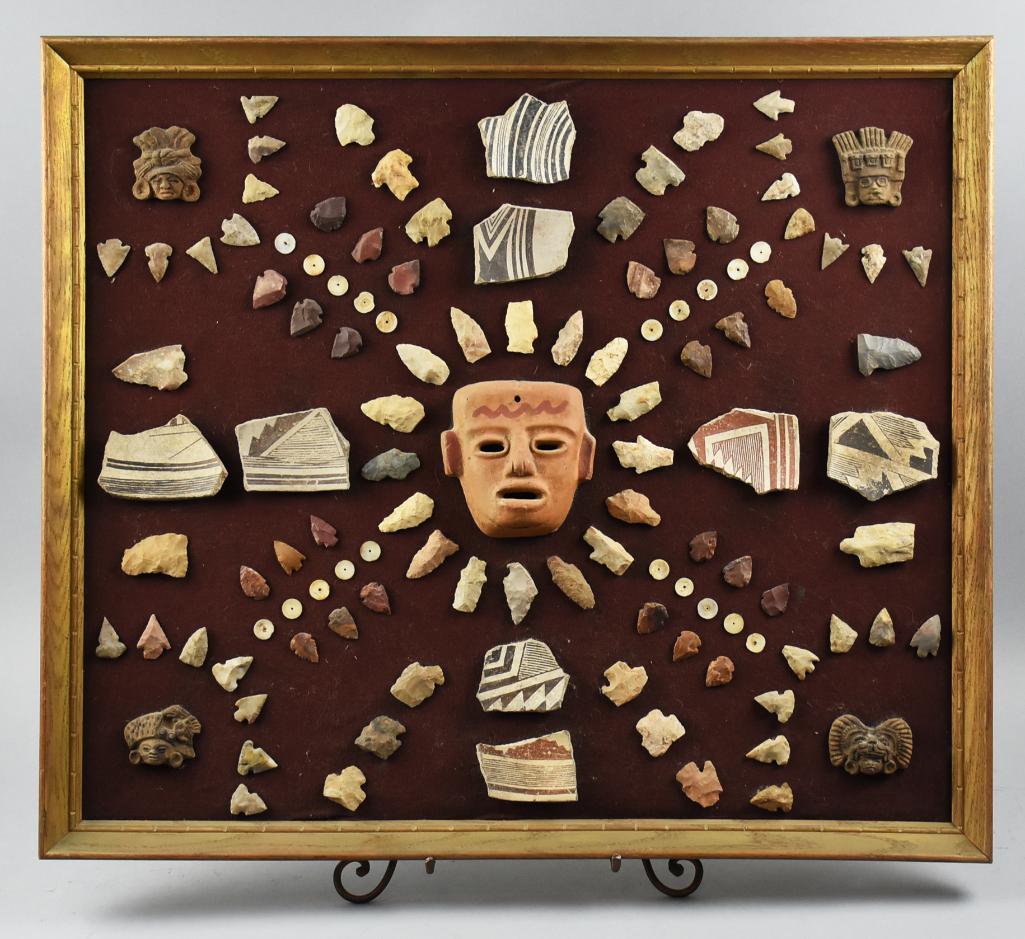 Early Native American Sherd & Arrowhead Display (1 of 9)
