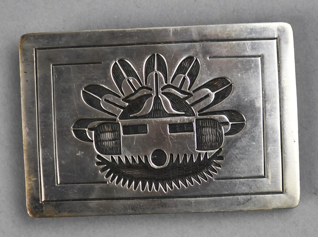 Vintage Montano Gibbson Navajo Sterling Kachina Buckle (1 of 4)