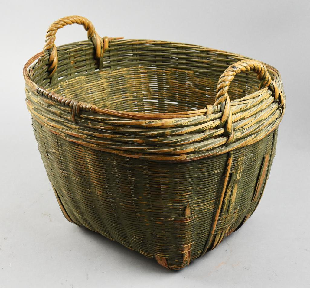 Vintage/Antique Asian Wicker Handled Basket (1 of 9)