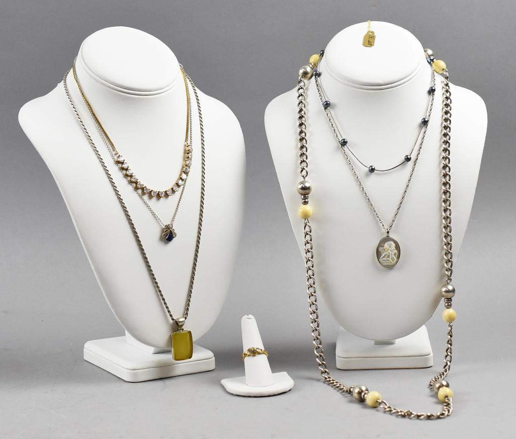 Misc Sterling Silver Jewelry Lot, Necklaces & Ring (1 of 12)