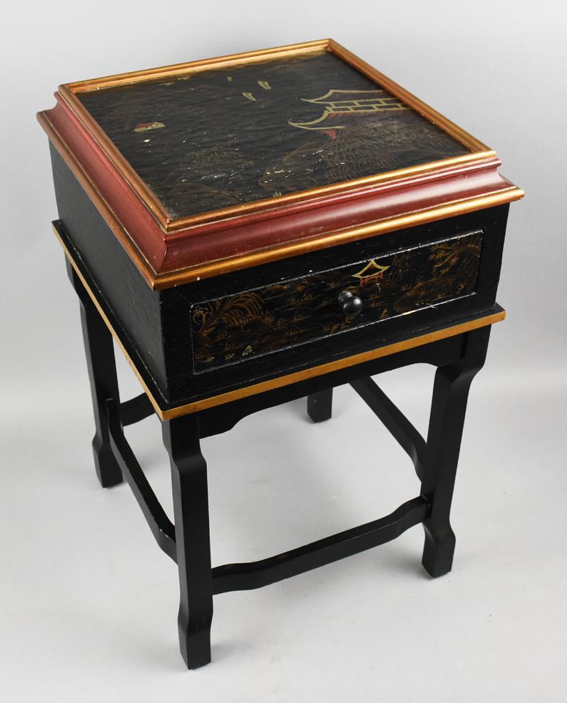 Ethan Allen Attrib. Chinoiserie Side Table w/ Drawer (1 of 11)