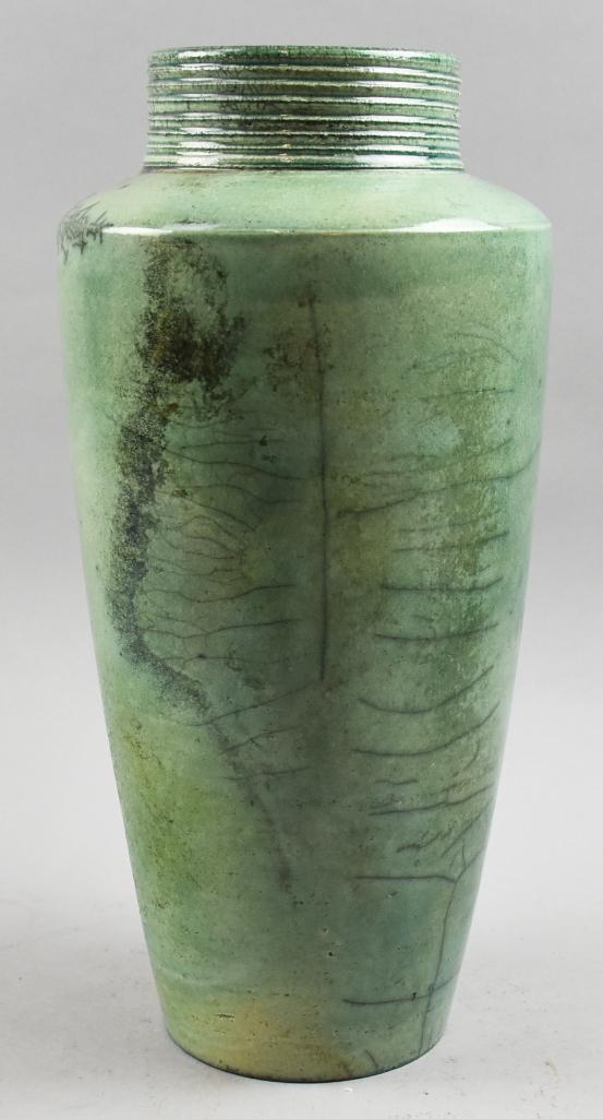 Limited Edition Raku Art Pottery Vase, Artist Signed, Numbered (1 of 10)