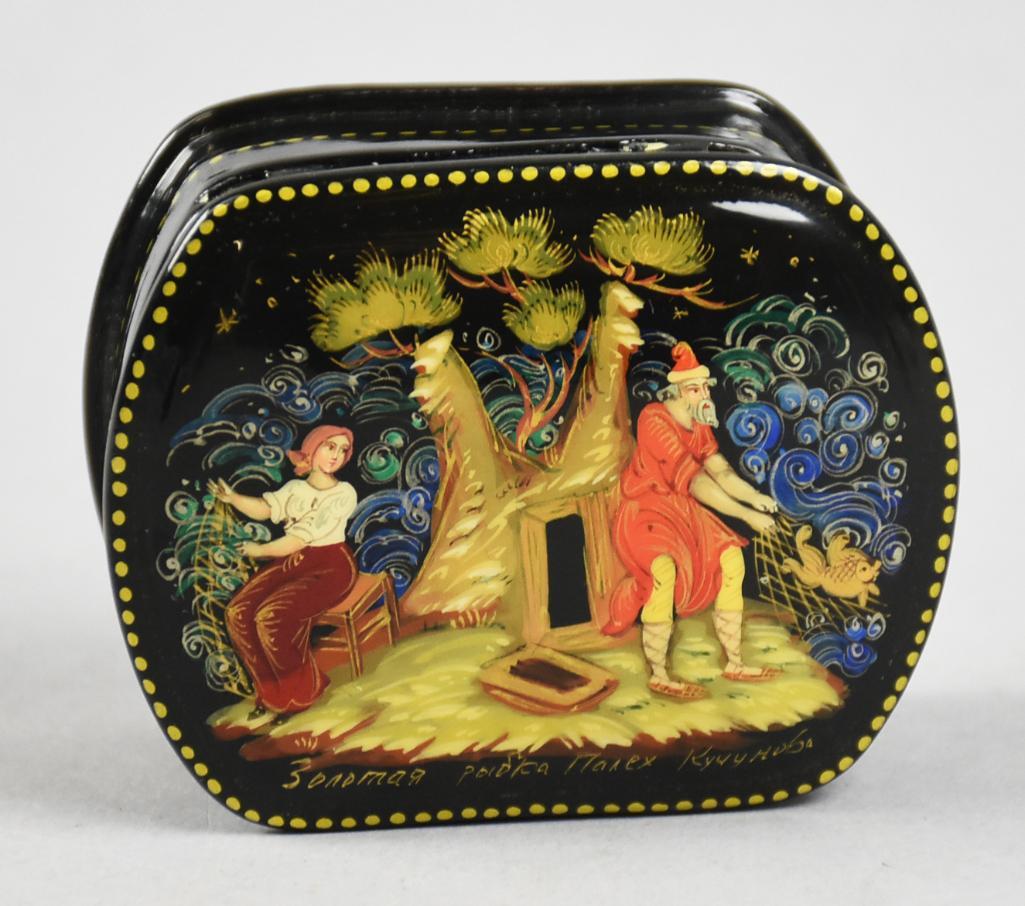 Russian Hand Painted Christmas/Santa Lacquer Box  Signed (1 of 5)