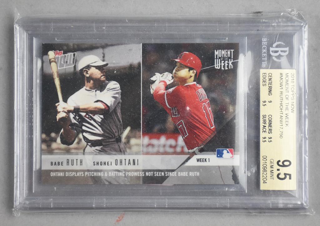 2018 Topps Now Shohei Ohtani/Babe Ruth Beckett GEM MT 9.5: 2018 Topps Now Shohei Ohtani/Babe Ruth Beckett GEM MT 9.5