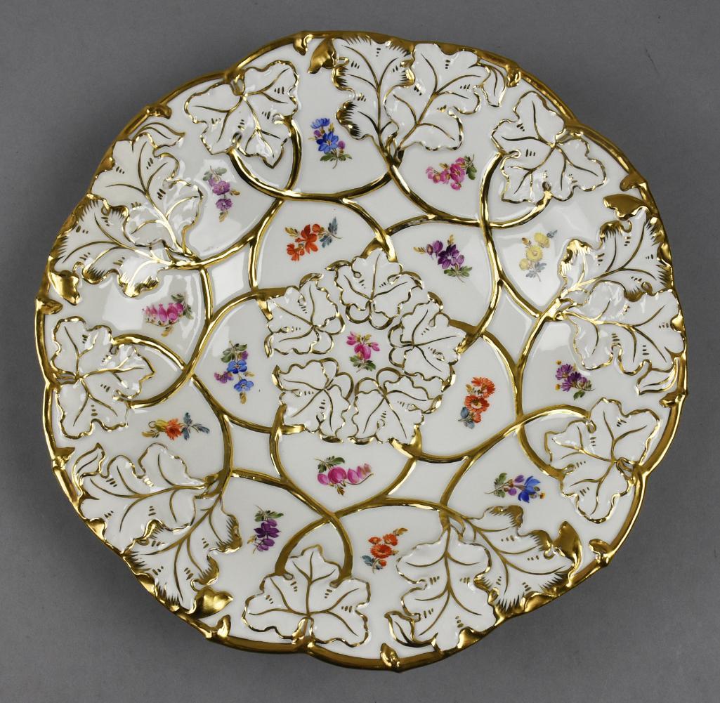 1815-1923 Meissen Porcelain Hand Painted, Gold Gilt (1 of 3)