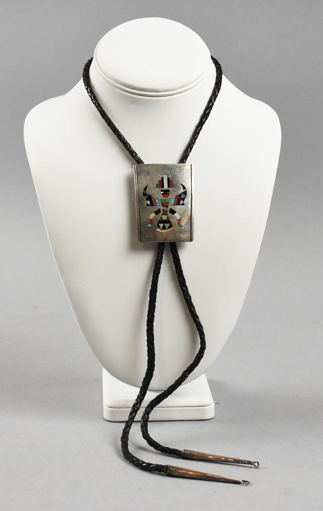 Vintage Jay Iulea Zuni Sterling Celebration Man Bolo Tie (1 of 5)