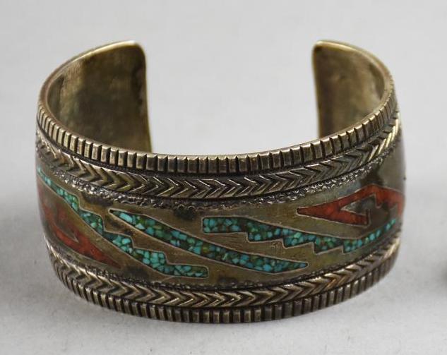Vintage Thomas Singer Sterling Coral, Turquoise Cuff Bracelet (1 of 4)