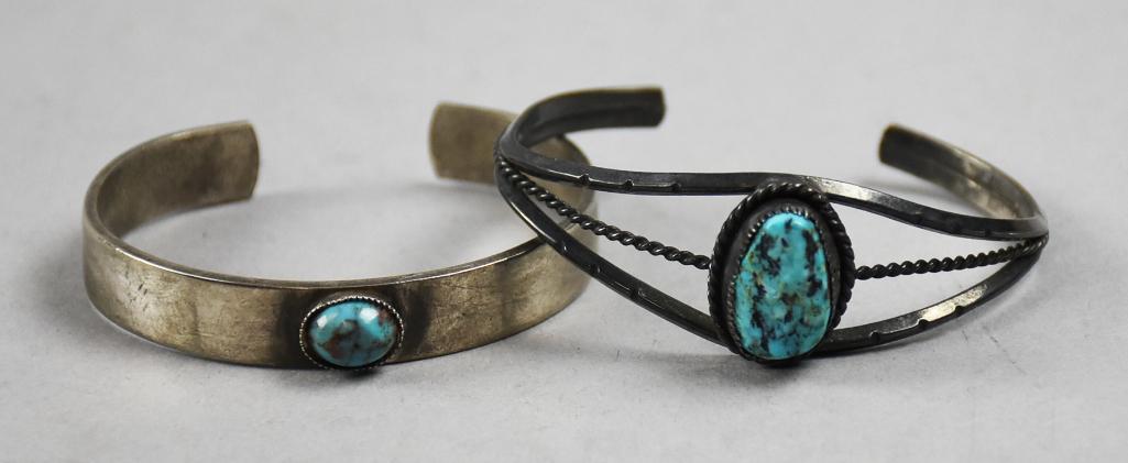Vintage Native American Sterling/Turquoise Cuff Bracelets (1 of 4)