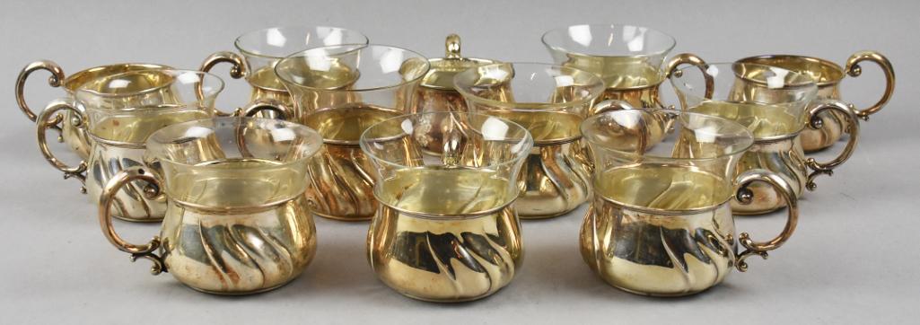 (12) Vintage Wilhelm T Binder German 835 Silver Cups/Liners (1 of 6)