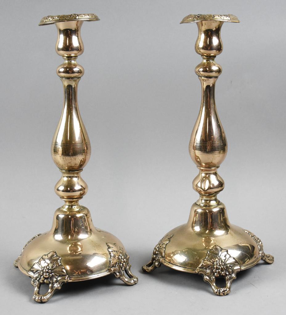 Vintage Continental 750 Silver Shabbat Candlestick Holders Judicia (1 of 10)