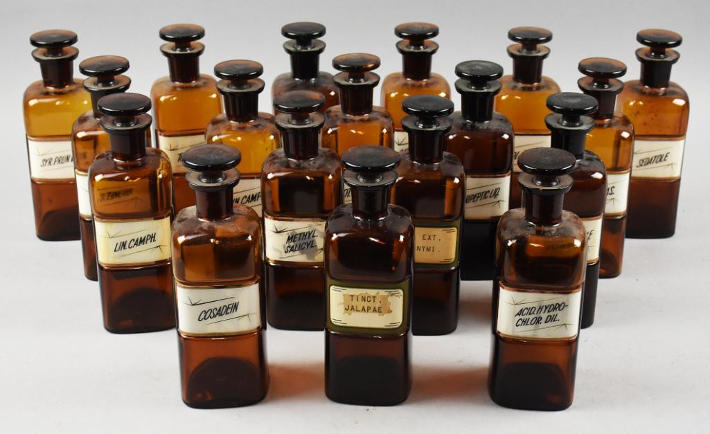 (18) Vintage Whitall Tatum Dark Amber Apothecary Bottles Horton & Converse (1 of 7)
