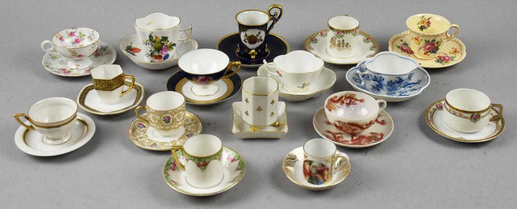 (16) Porcelain Tea Cup & Saucer Sets, Limoges, Herend, Plus (1 of 7)