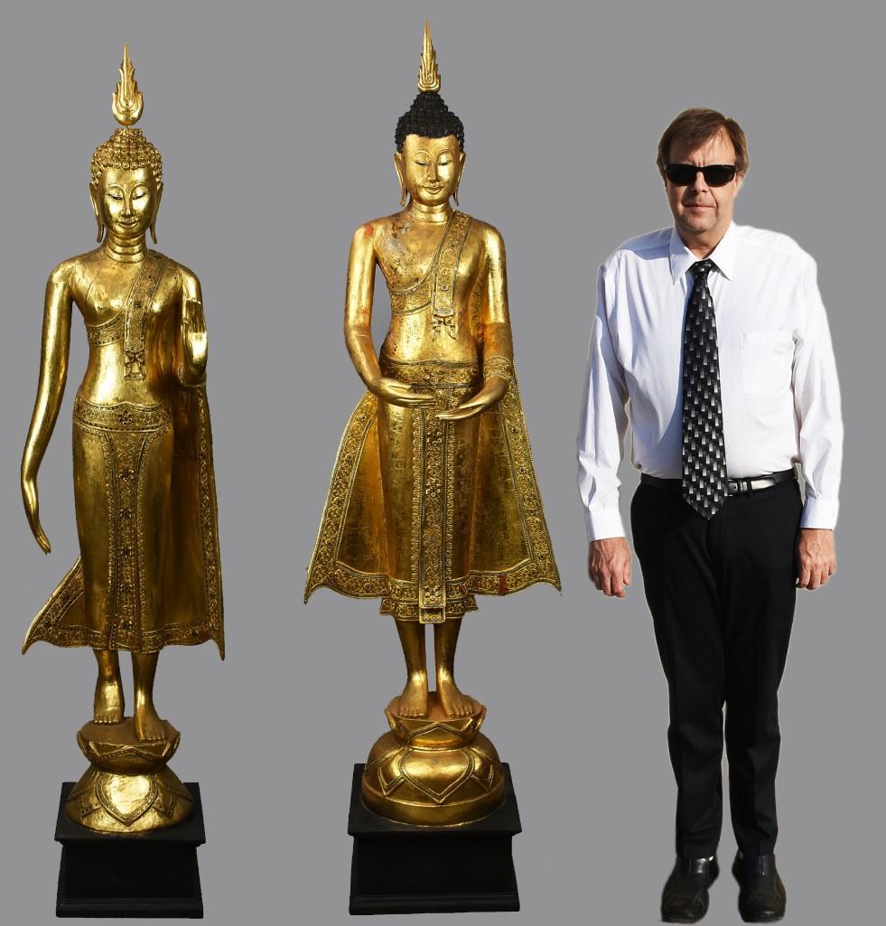 Pair Life Size Gilded Wood Buddha Statues (1 of 20)